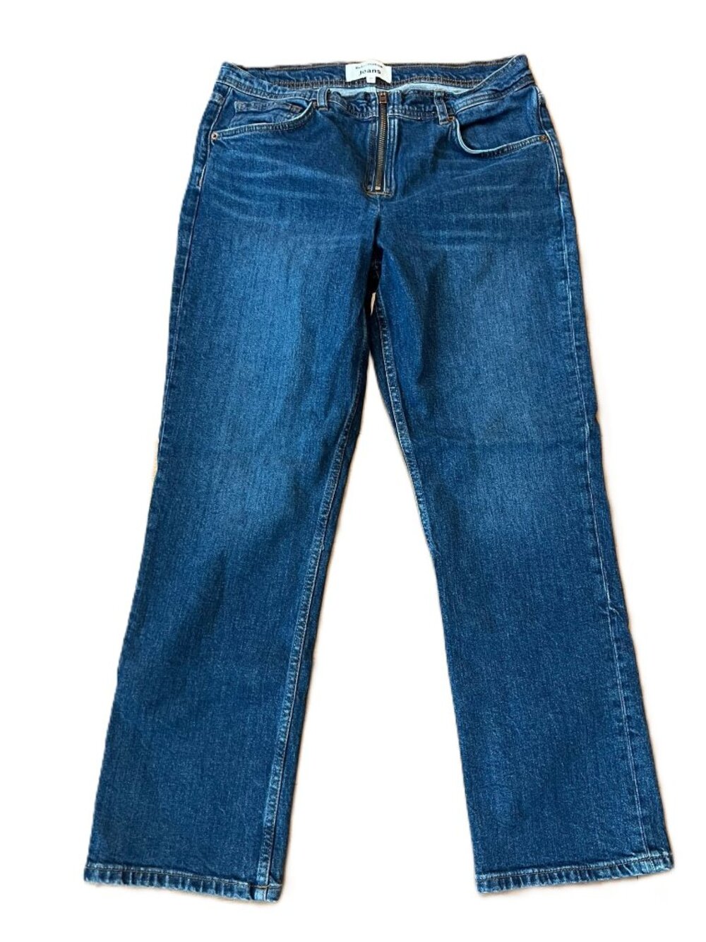 Reformation Julianna Zip Mid Rise Straight Leg Jeans Dark Wash Size 30
